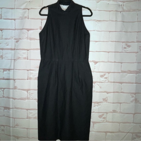Liz Claiborne Dresses & Skirts - Liz Claiborne VINTAGE Size 14 Black Linen Blend Sleeveless Open Back Midi Dress